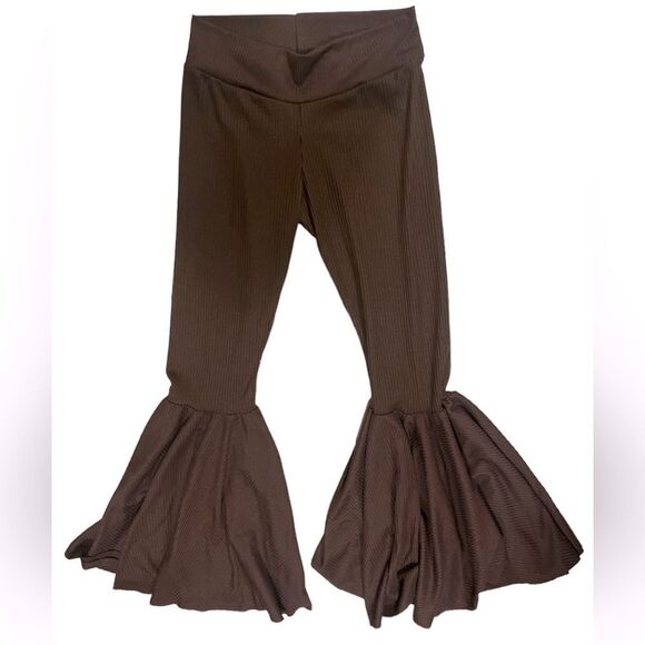Little Girls Custom Made Brown Ribbed Bellbottoms - Picture 4 of 4